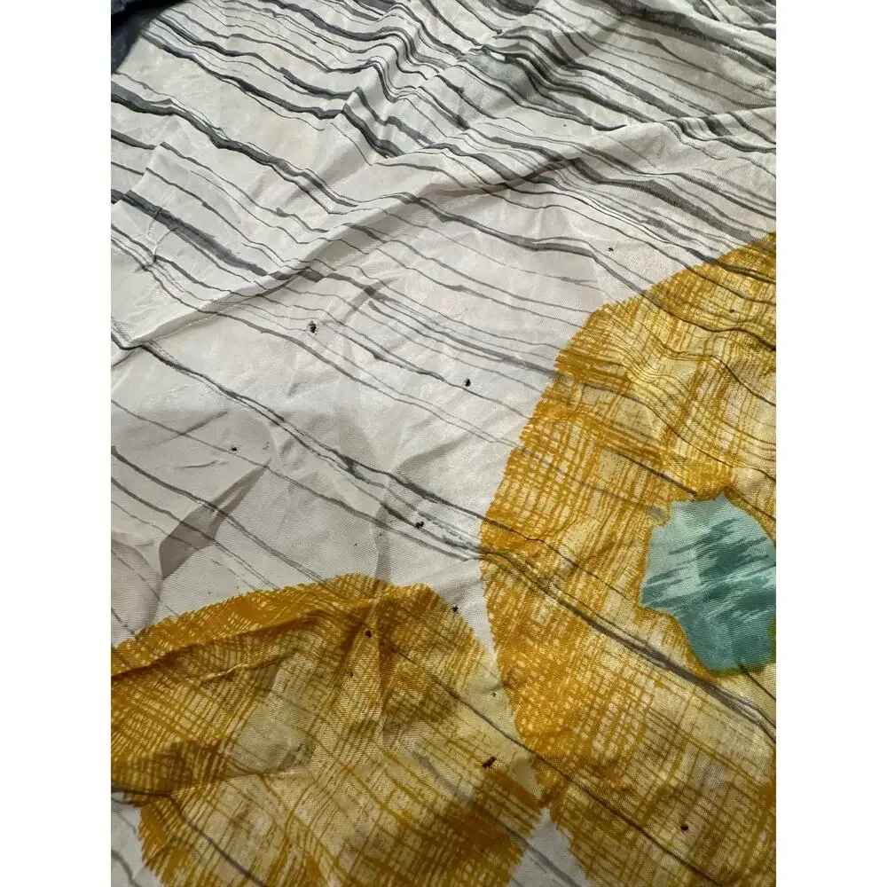 Unbranded Vintage 1980s White Yellow Abstract Design Scarf Wrap